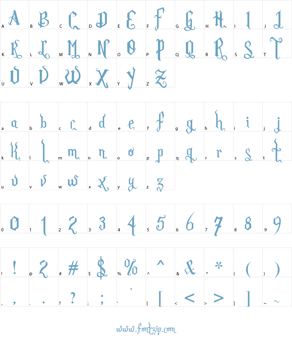 Romance Fatal Goth Font Character